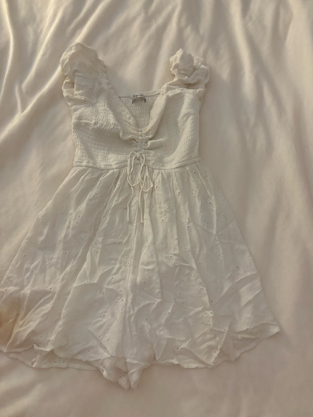 Hollister White Eyelet Ruffle Romper